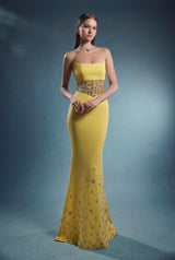 Yellow Crystal embellished dress