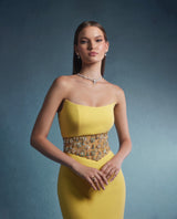 Yellow Crystal embellished dress