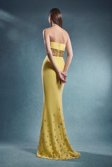 Yellow Crystal embellished dress