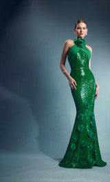 Green sequin dress