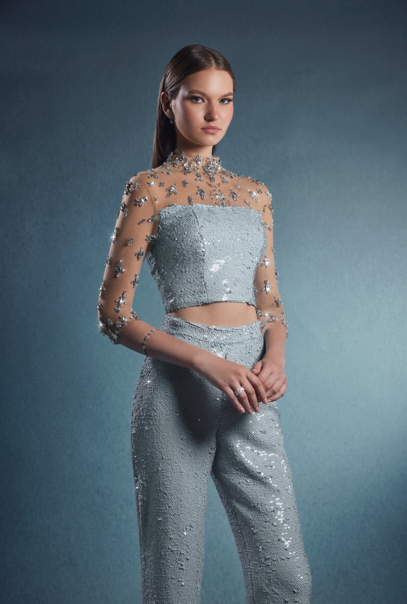 Light Blue Sequin Set