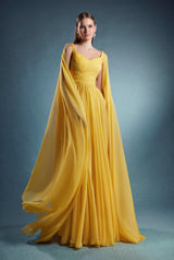 Yellow draped dress