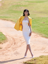 Off-white fitted dress