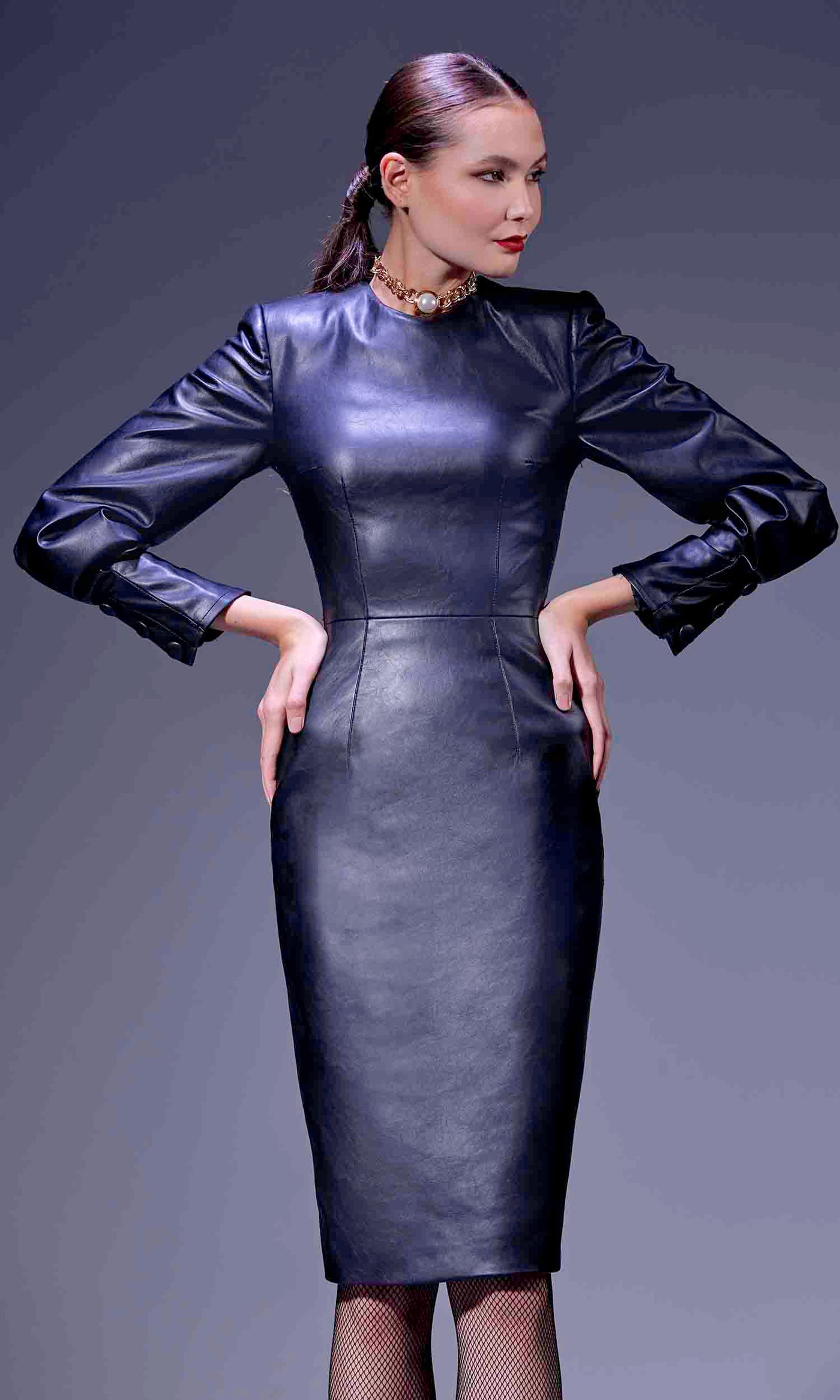 Black Leather Midi Dress Dalidaayach Black Leather Midi Dress Dalidaayach