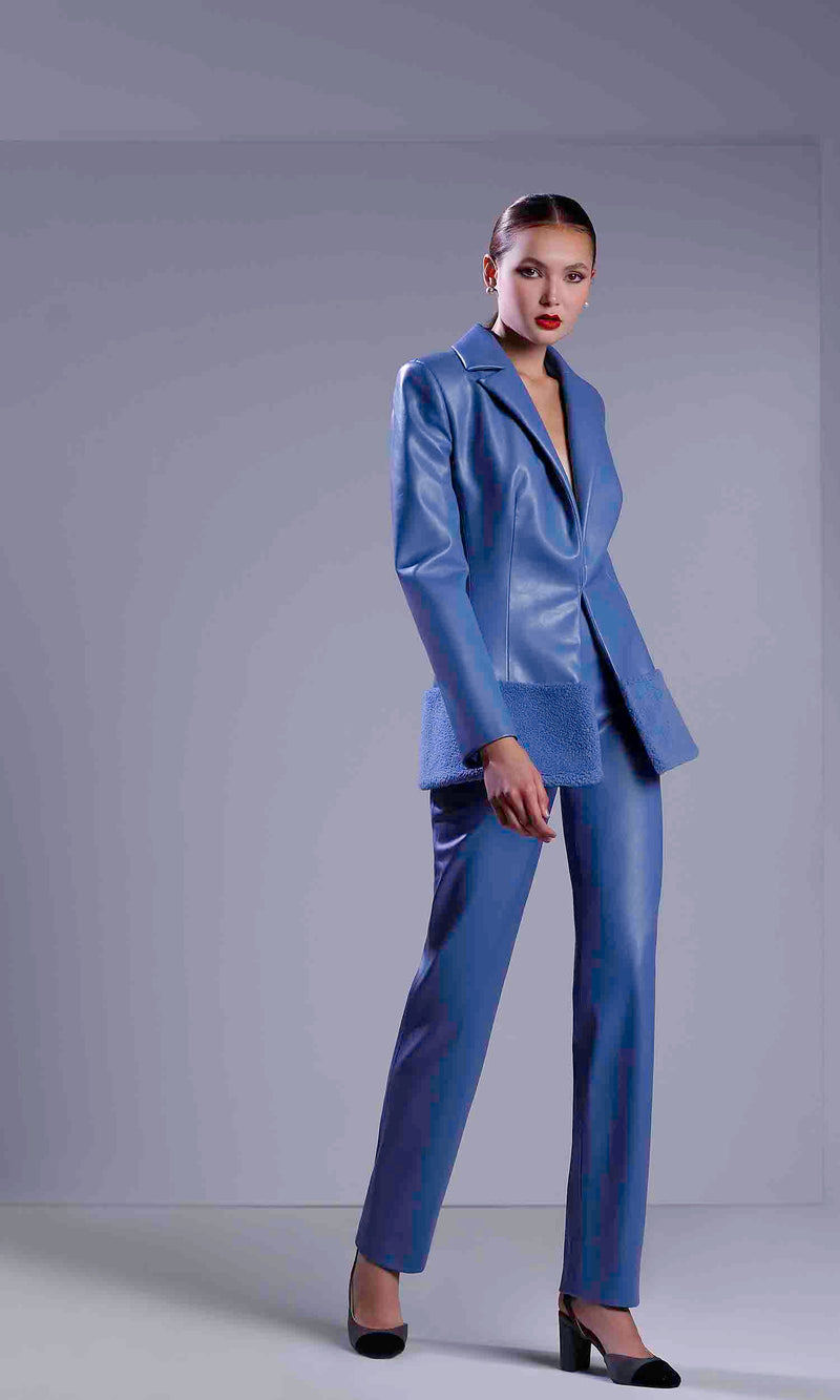 Steel Blue Leather Suit
