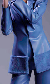 Costume en cuir bleu acier