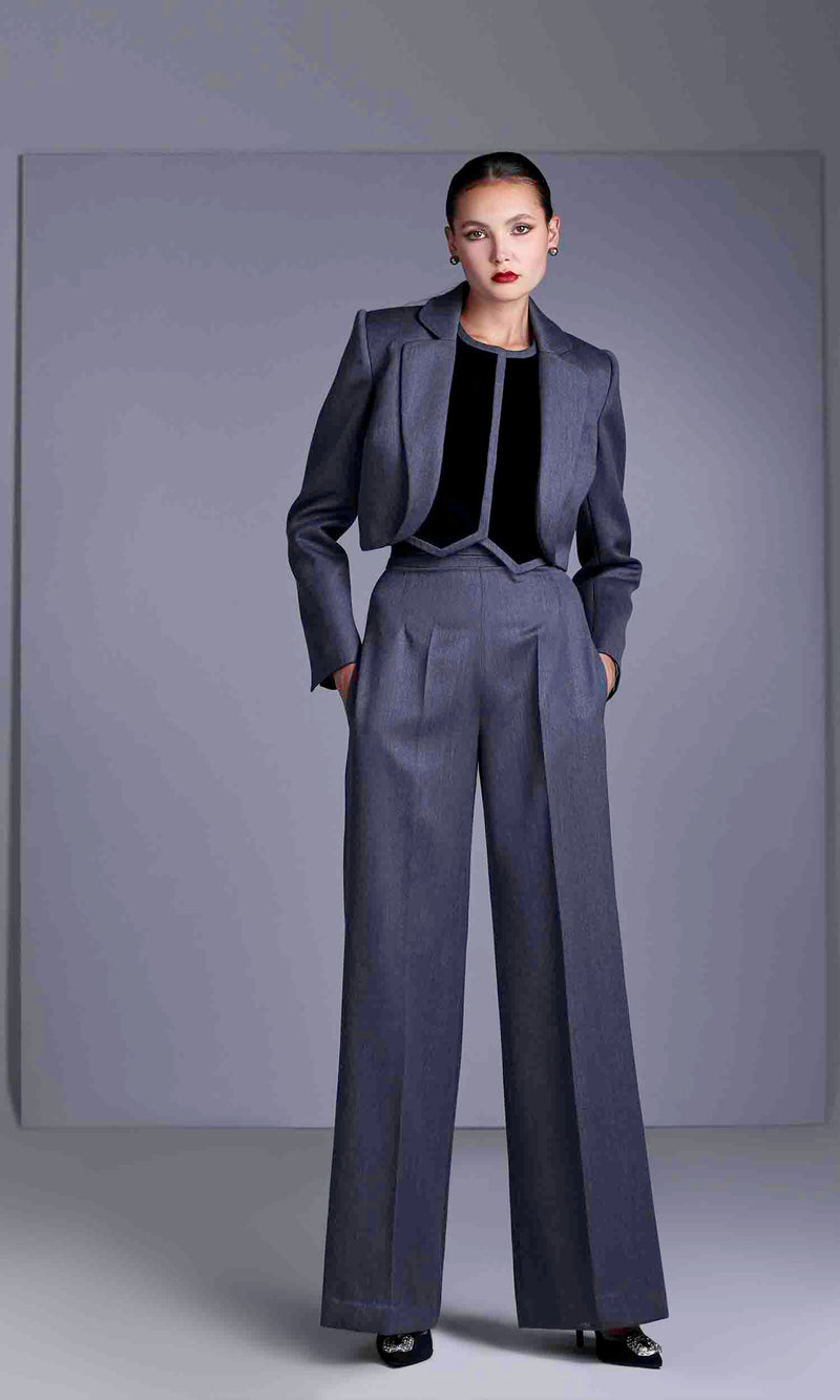 Blazer - Three Pieces Grey Pants Suit