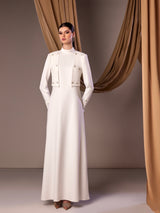 White abaya with sparkle buttons