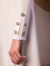 White abaya with sparkle buttons