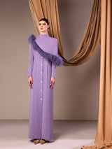 Purple abaya with feathered cape