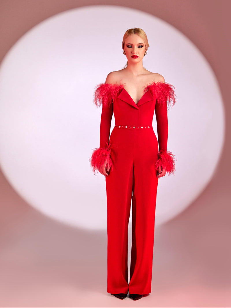 Deep red jumpsuit